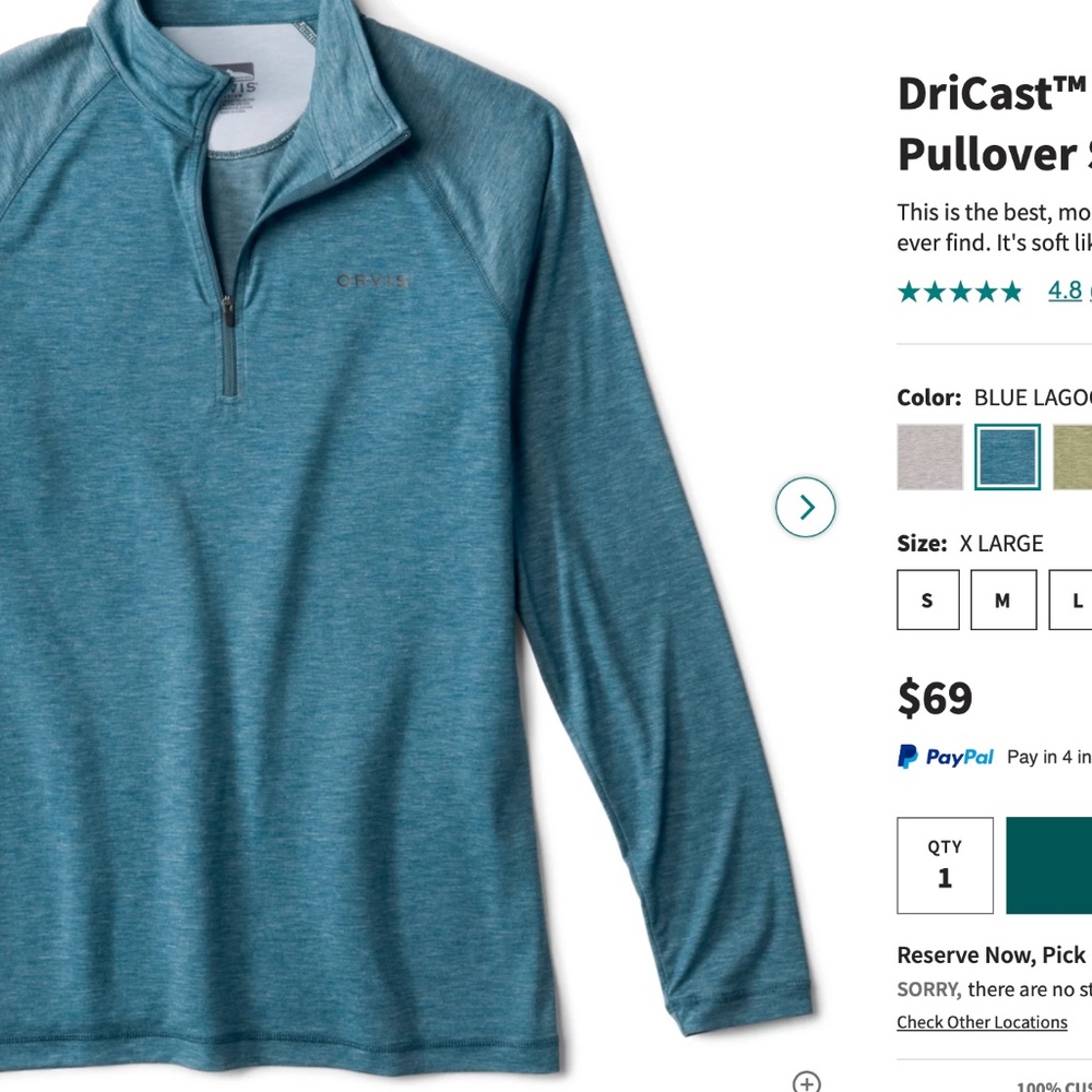 DriCast Quarter-Zip Pullover Shirt ORVIS
